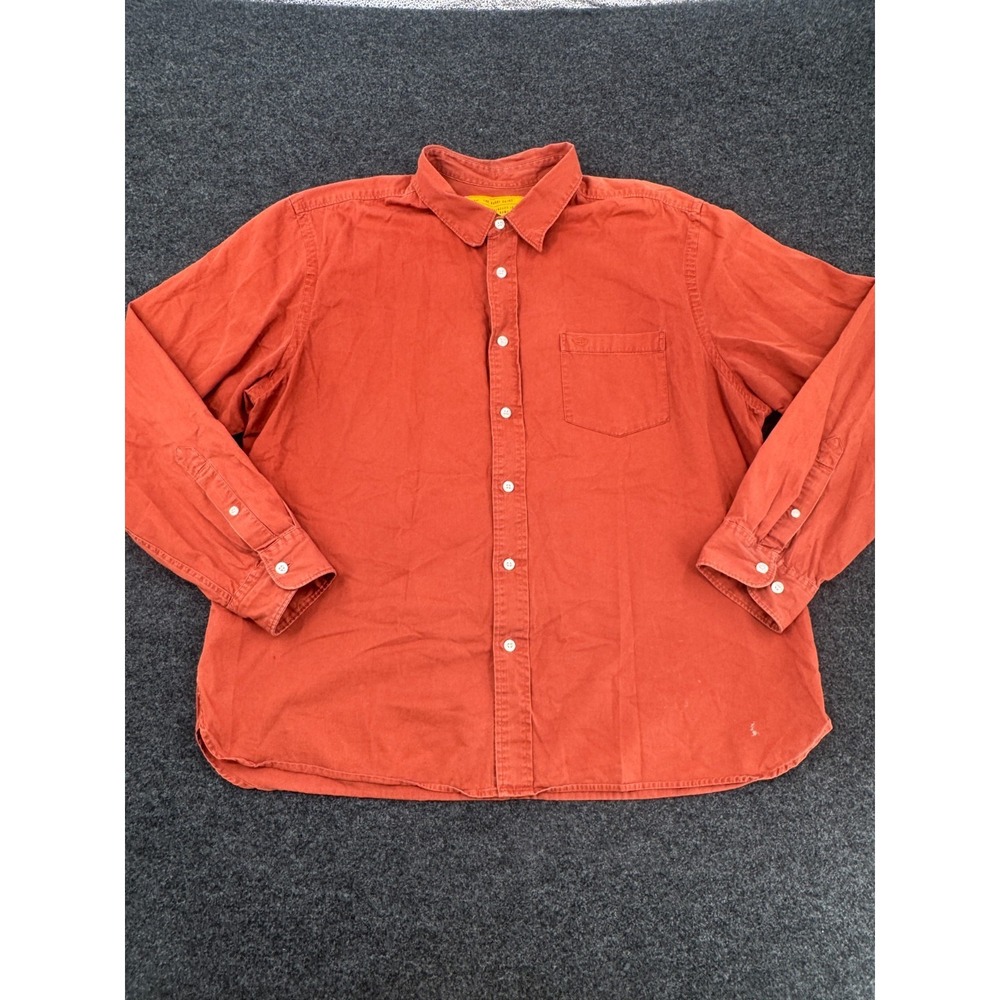 Dockers‎ Khaki Shirt Mens XL Orange Cotton Back Box Side Slit Button Up Casual